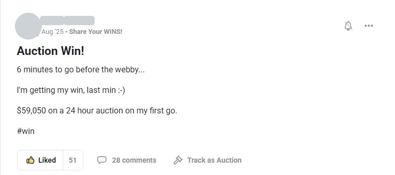 Post: $59,050 on a 24-hour auction on the first go